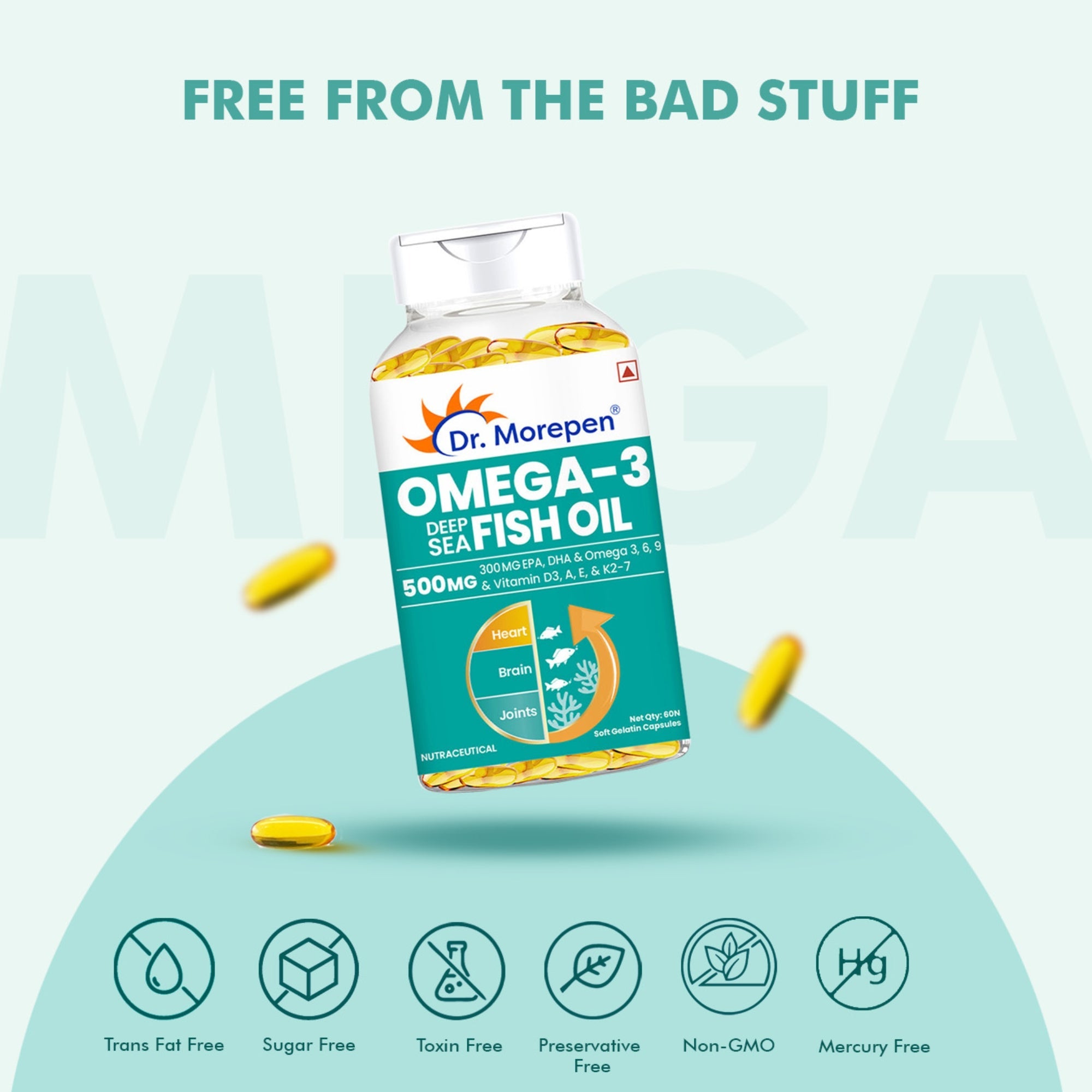 Dr. Morepen Omega-3 Deep Sea Fish Oil 500mg Softgels - Distacart