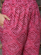 Sangria Bandhani Printed Thread Work Pure Cotton A-Line Kurta with Trousers & Dupatta