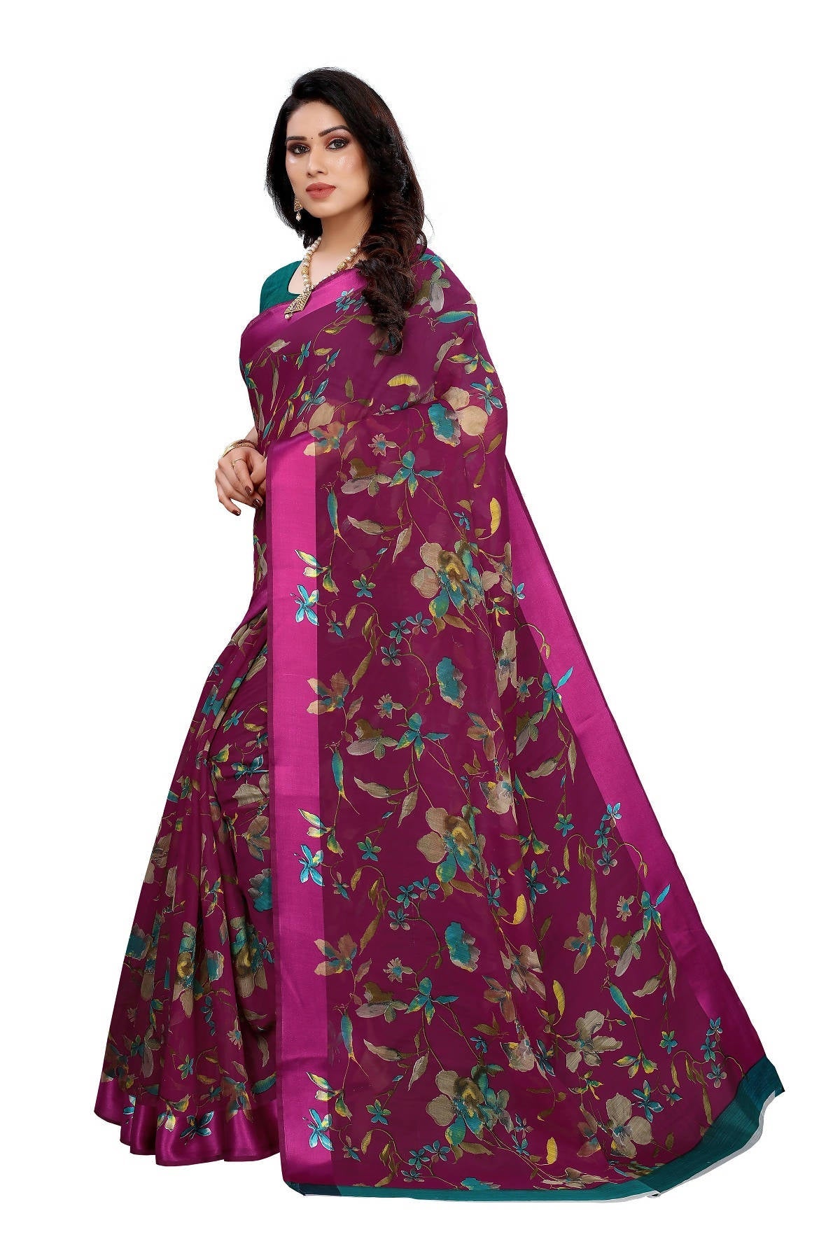 Vamika Purple Linen Satin Patta Saree (MANSI PURPLE) - Distacart