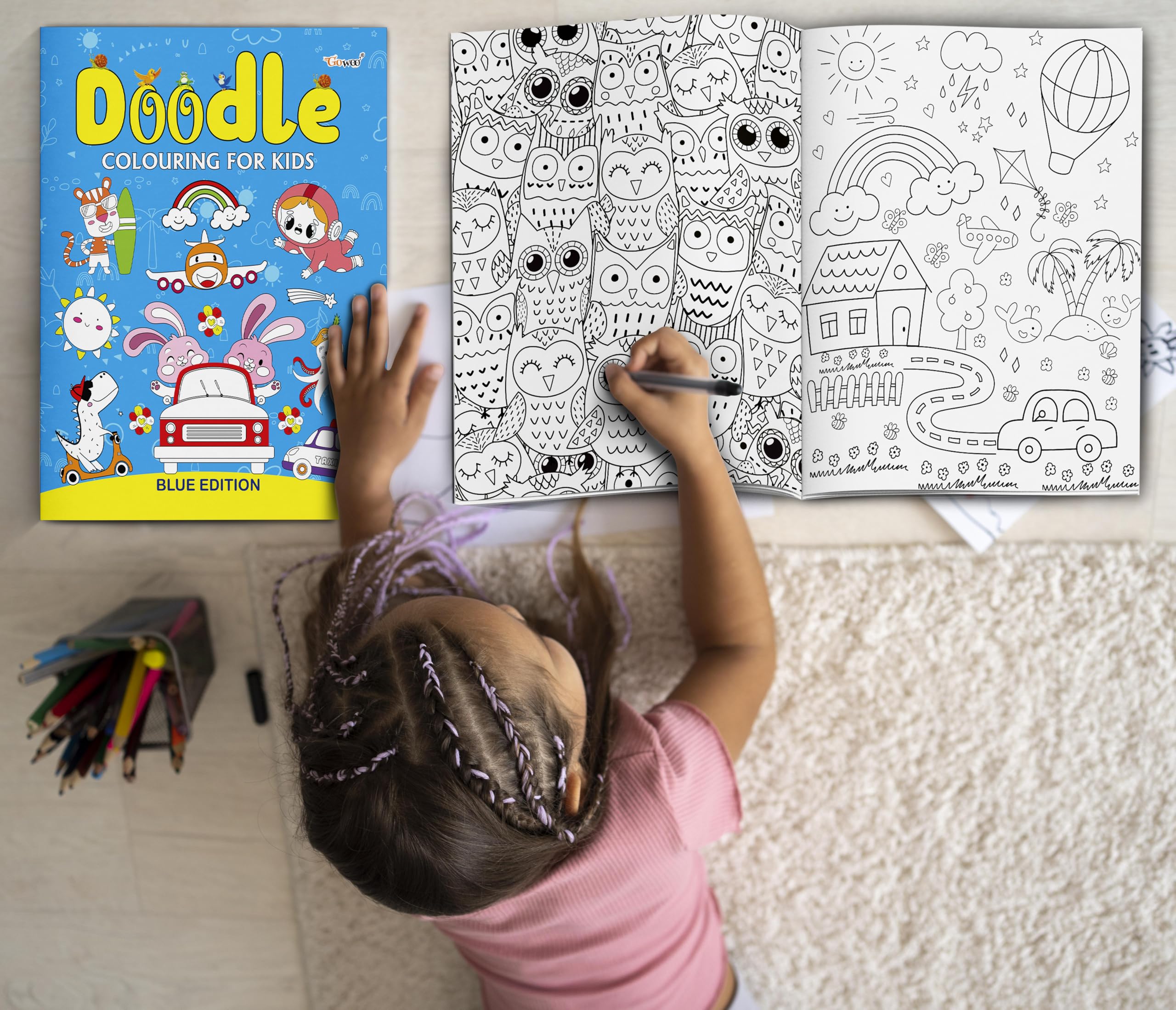 Doodle Colouring for kids - Blue Edition : Kids Colouring book, Colouring book for Toddlers, Fun learning colouring book, Colouring book for young learners