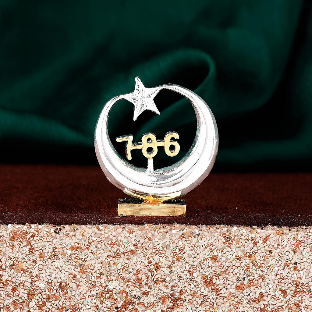 Estele Gold-Polished Spiritual 786 Chand Taara Idol for Home Decorative/ Car Dashboard - Distacart