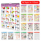 ENGLISH-HINDI Chart For Kids (16 Charts ) 36 x 50 cm - Children Spiral Wall Picture Chart
