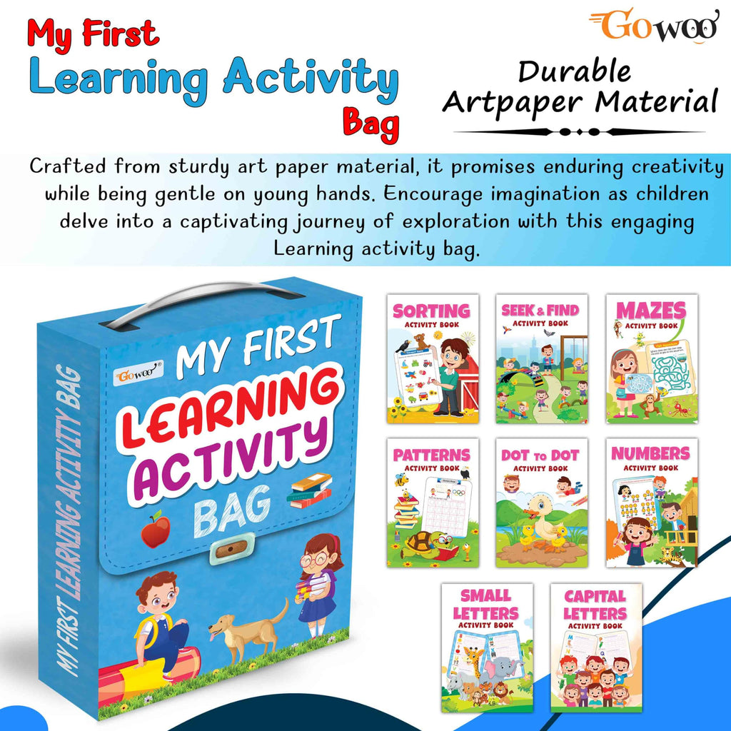 My First Learning Activity Bag : Educational activity books, Activity Bag for early learners, Kid's activity bag set-Ages 3-12, Mazes, Small Letters, Capital Letter and more | Activity Books