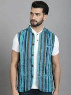 Even Apparels Nehru Jacket With Welt Pockets - Blue