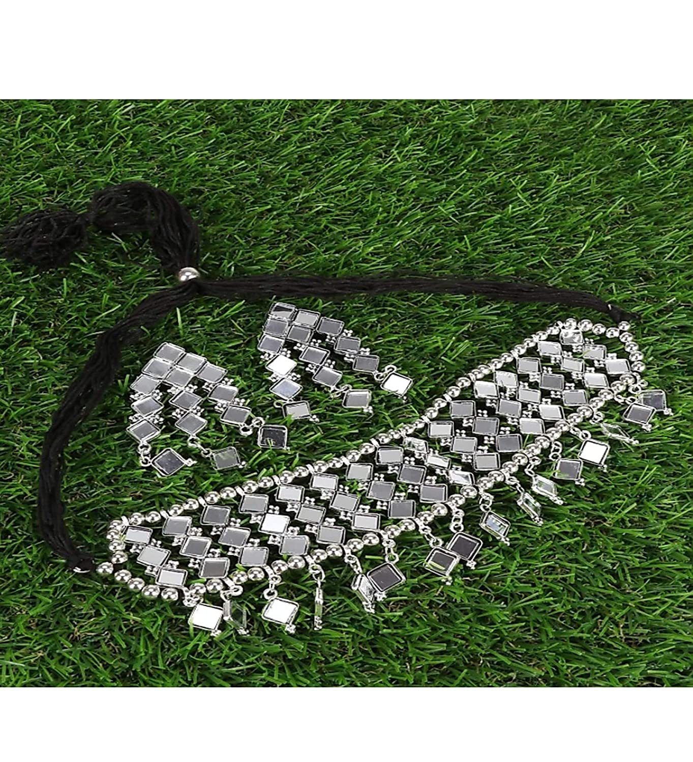 Silver-Plated Alloy Kundan Studded Oxidised Choker Necklace - The Pari