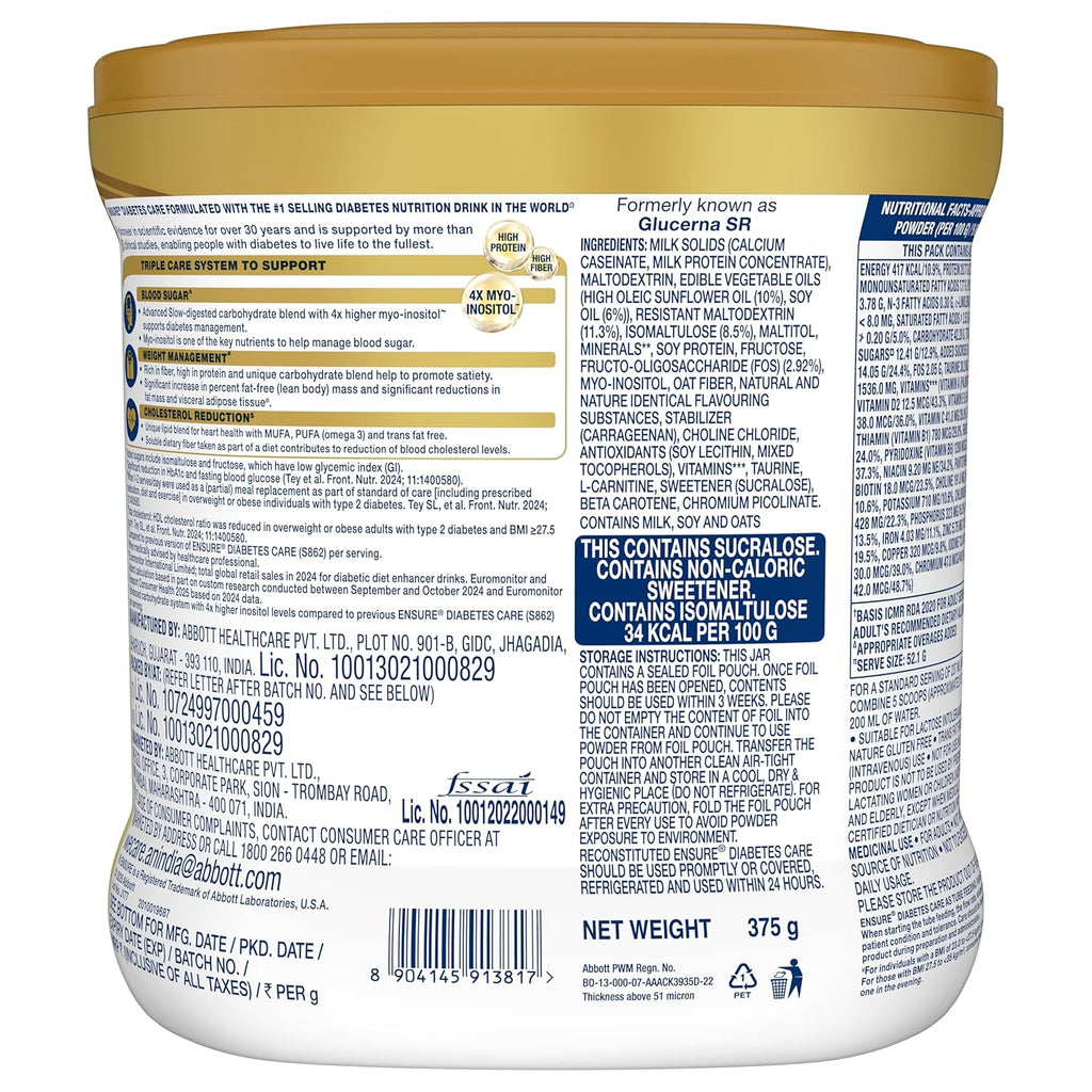 Ensure Diabetes Care Powder Vanilla Flavour - Sugar Free Health Drink