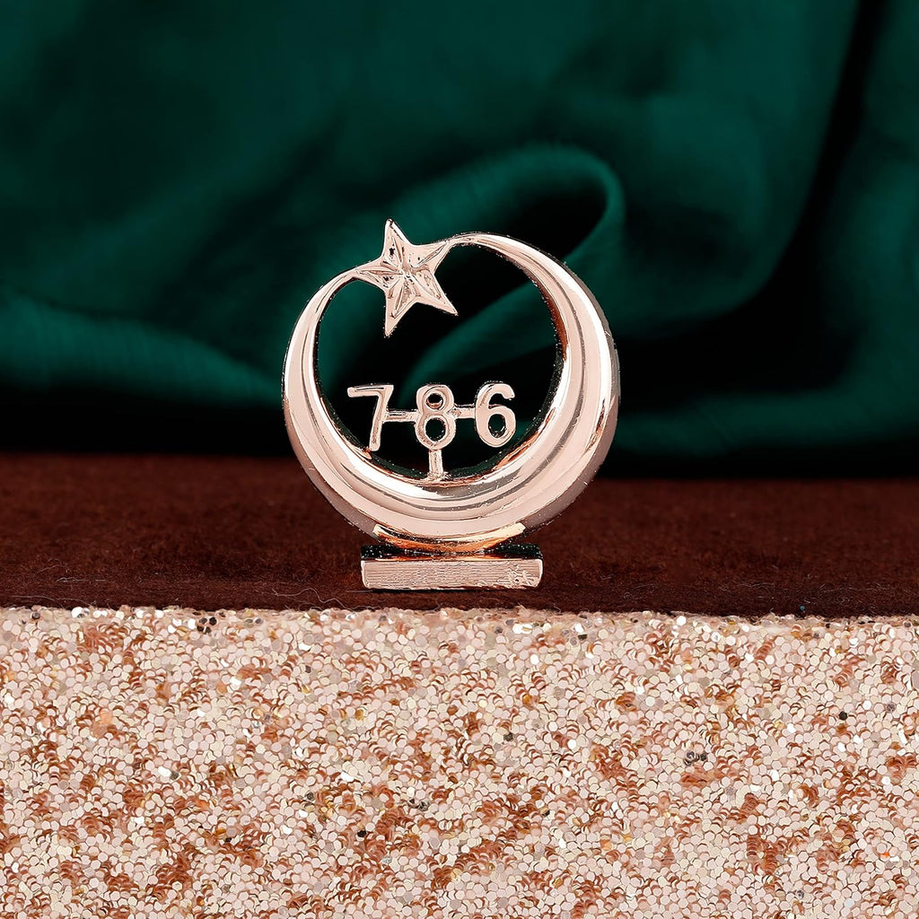 Estele Pink/Rose Gold-Polished Spiritual 786 Chand Taara Idol for Home Decorative/ Car Dashboard - Distacart