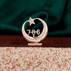 Estele Pink/Rose Gold-Polished Spiritual 786 Chand Taara Idol for Home Decorative/ Car Dashboard - Distacart