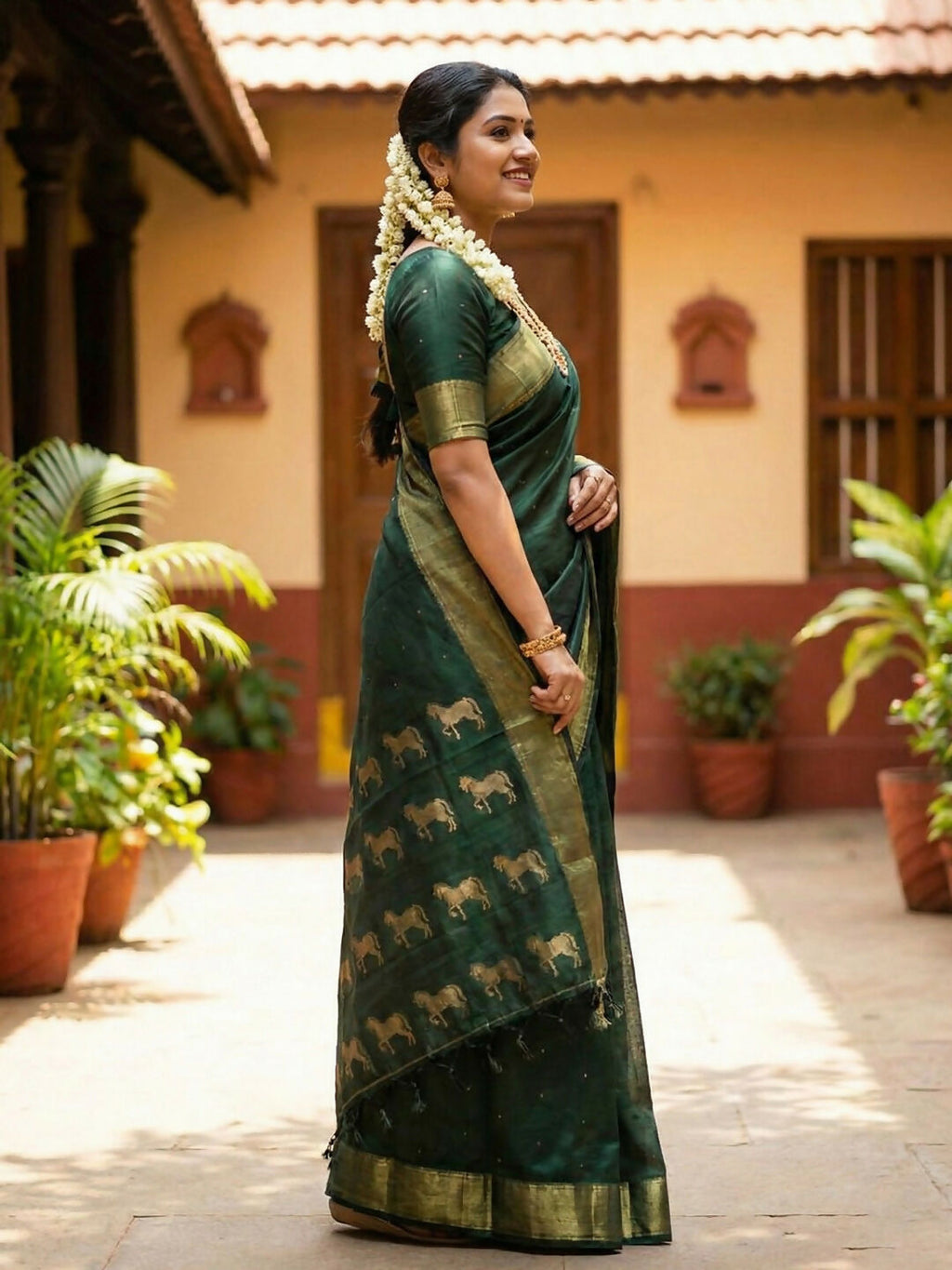 Shree Shyam Fashion Bottle Green Soft Silk Saree - Distacart
