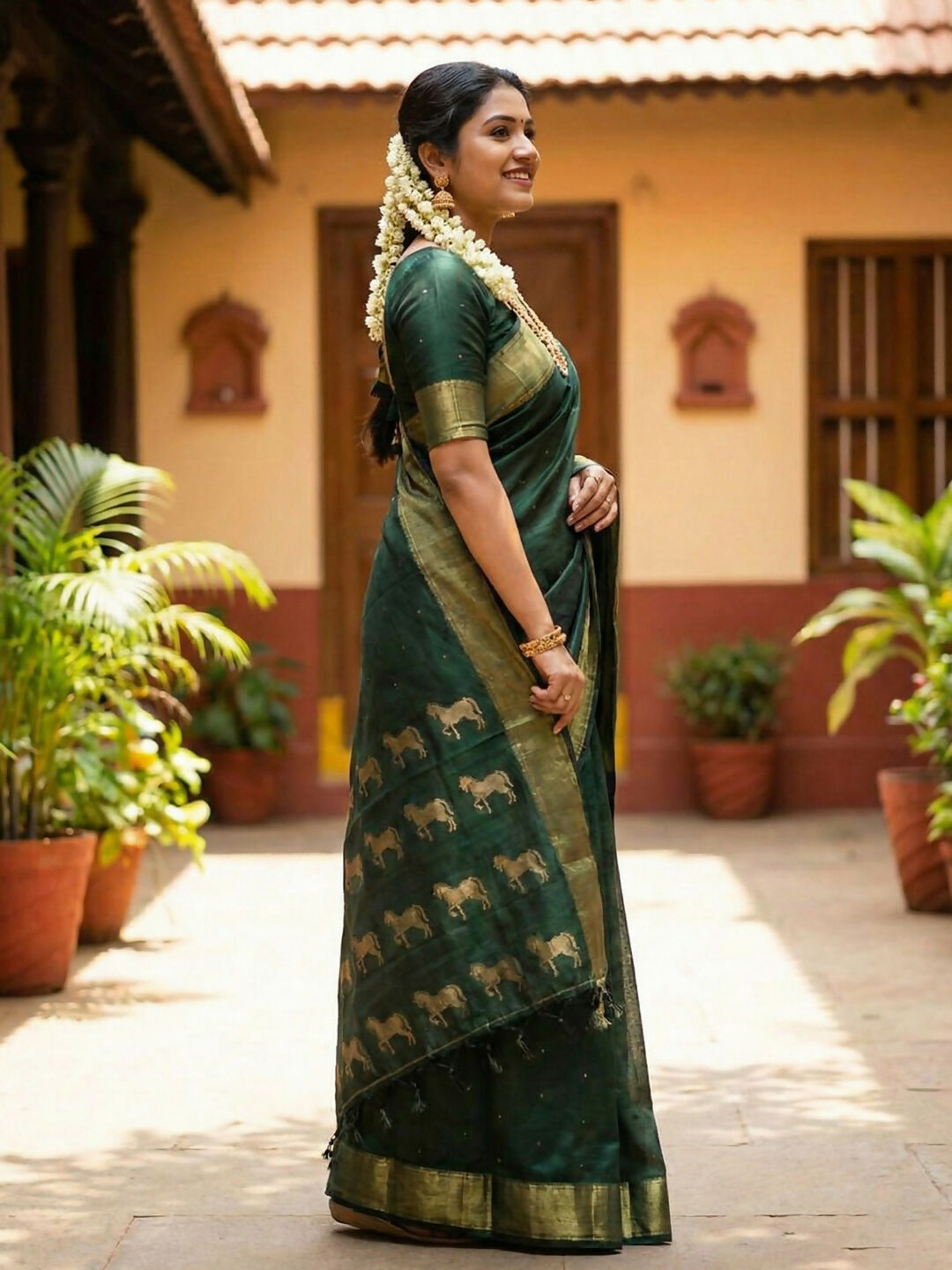 Shree Shyam Fashion Bottle Green Soft Silk Saree - Distacart