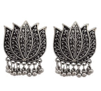 Silver-Plated Alloy Oxidised Lotus Petals Necklace - The Pari