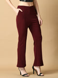 Myshka Women's Magenta Flared Party Trouser