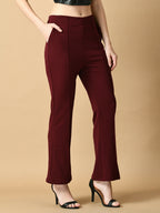 Myshka Women's Magenta Flared Party Trouser