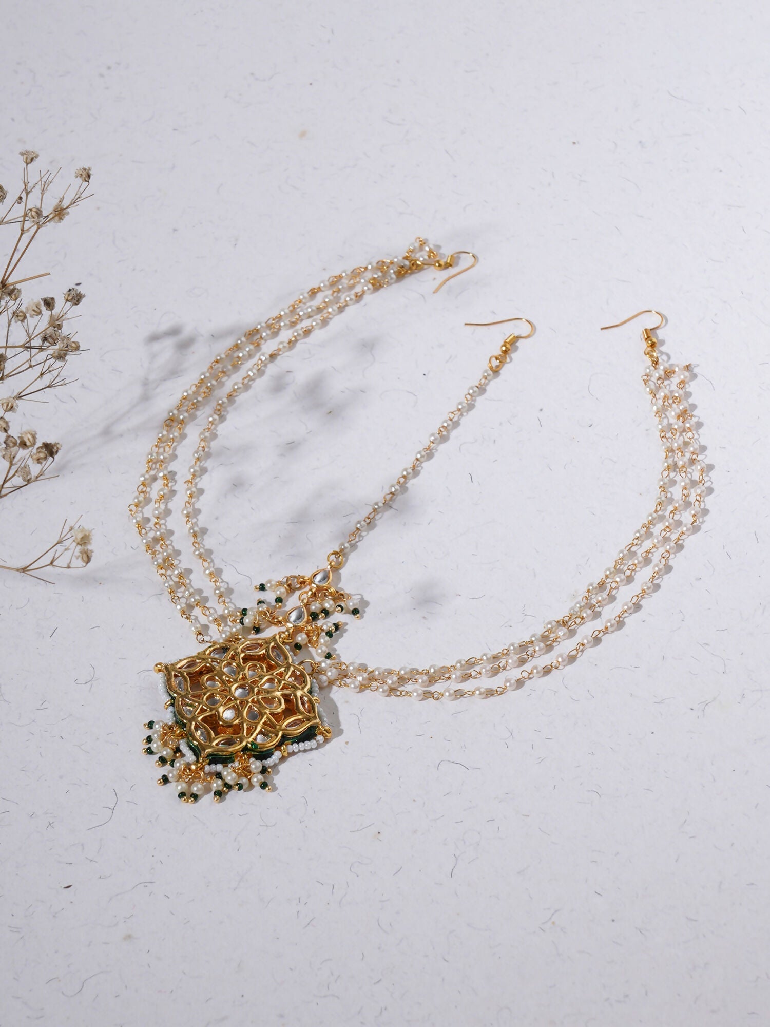 Layered Pearl Matha Patti (Gold) - Ruby Raang - Distacart