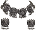 Silver-Plated Alloy Oxidised Lotus Petals Necklace - The Pari