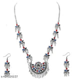 Tehzeeb Creations Women's Multi Colour Meenakari Oxidised Necklace Set