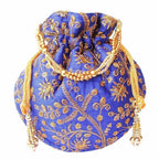 Ethnic Clutch Silk Potli Batwa Pouch Bag with Metal Bead work Gift For Women - Distacart