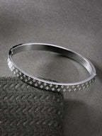 NVR Men's Set of 2 Rhodium-Plated Stainless Steel Kada Bracelet - Distacart