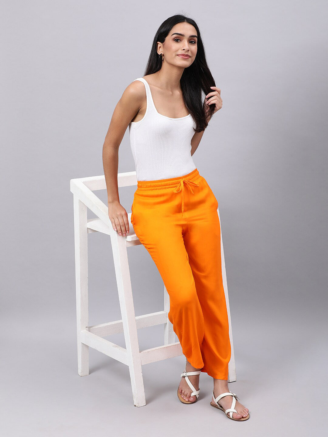 Souchii Women Orange Trousers - Distacart