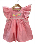 ArthLife Peach Floral Embroidered Dress