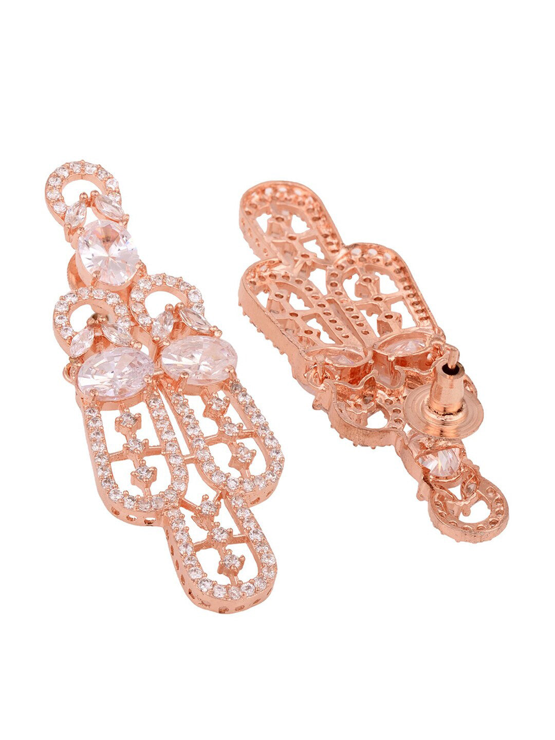 Saraf RS Jewellery Rose Gold-Plated White AD Studded Jewellery Set With Maang Tika - Distacart
