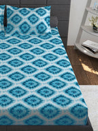 Story@home Blue & Pink Ethnic Motifs Pure Cotton 152TC Queen Bedsheet With 2 Pillow Covers - Distacart