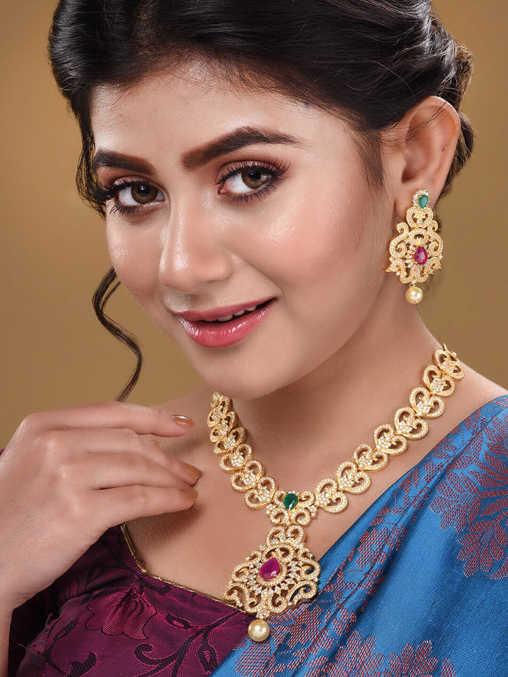 Saraf RS Jewellery Gold-Plated Multi-Colored Jewellery Set - Distacart