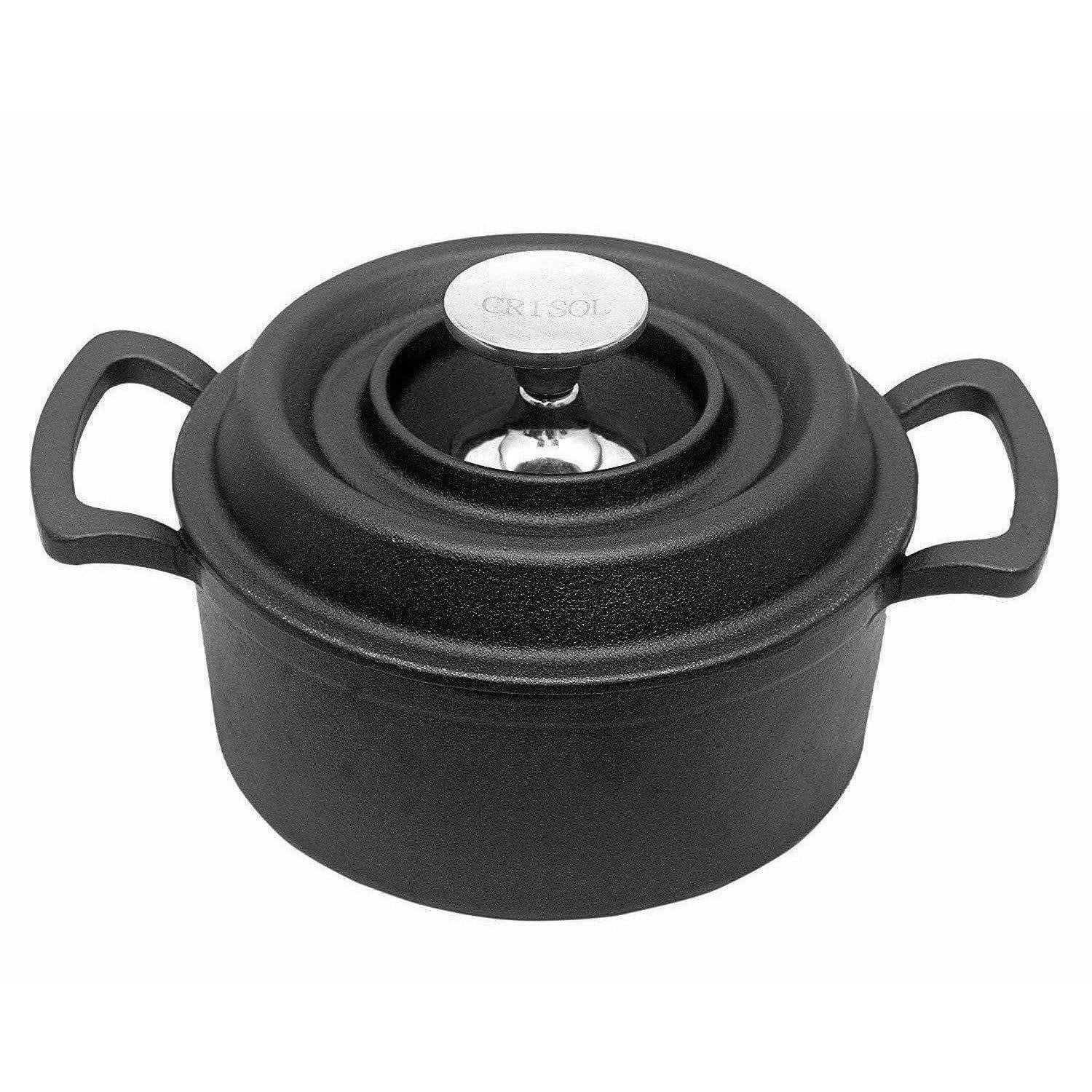 Non Stick Cast Iron Dutch Oven Cookware Black