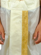 Sethukrishna Boys Gold-Toned Floral Regular Kurta with Dhoti Pants