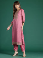 Indo Era Floral Embroidered Sequinned Kurta with Trousers & With Dupatta - Distacart