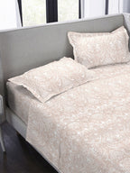 MYTRIDENT Nectarsoft Orange White Pure Cotton 400 TC King Bedsheet with 4 Pillow Covers