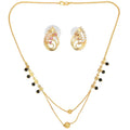 AanyaCentric Gold-Polished Short Mangalsutra Set with Earrings