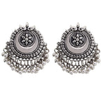 Silver-Plated Alloy Long Half Moon Oxidised Necklace - The Pari