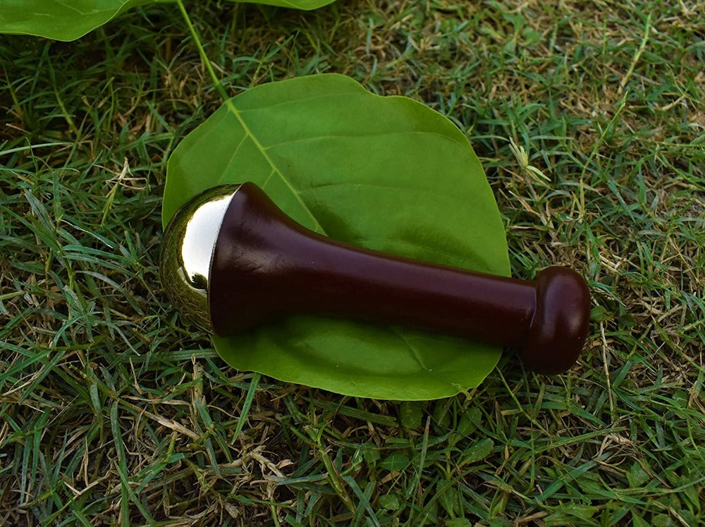 Goods Health Shop Kansa Wand Face Bronze Foot Massager With Wooden Handle For Detoxification And Deep Relaxation