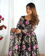 Joban Fashion Black Kurta Set Organza Sequin Embroidery Work - Distacart