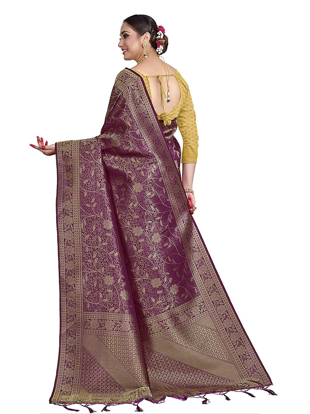 Vardha Women'S Kanchipuram Raw Silk Saree With Unstitched Blouse Piece