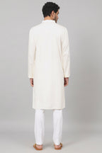 Cotton Kurta With Floral Embroidery Patch Embellishment by Hilo Design