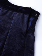 Juniper Women Navy Velvet Embroidered Flared Lehenga Choli Sets - Distacart
