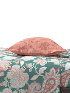 MYTRIDENT Green White Ethnic Motifs Cotton 144 TC Queen Bedsheet With 2 Pillow Covers - Distacart