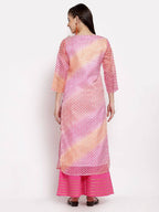 Myshka Women's Trendy Multi Cotton Printed 3/4 Sleeve Round Neck Casual Kurta