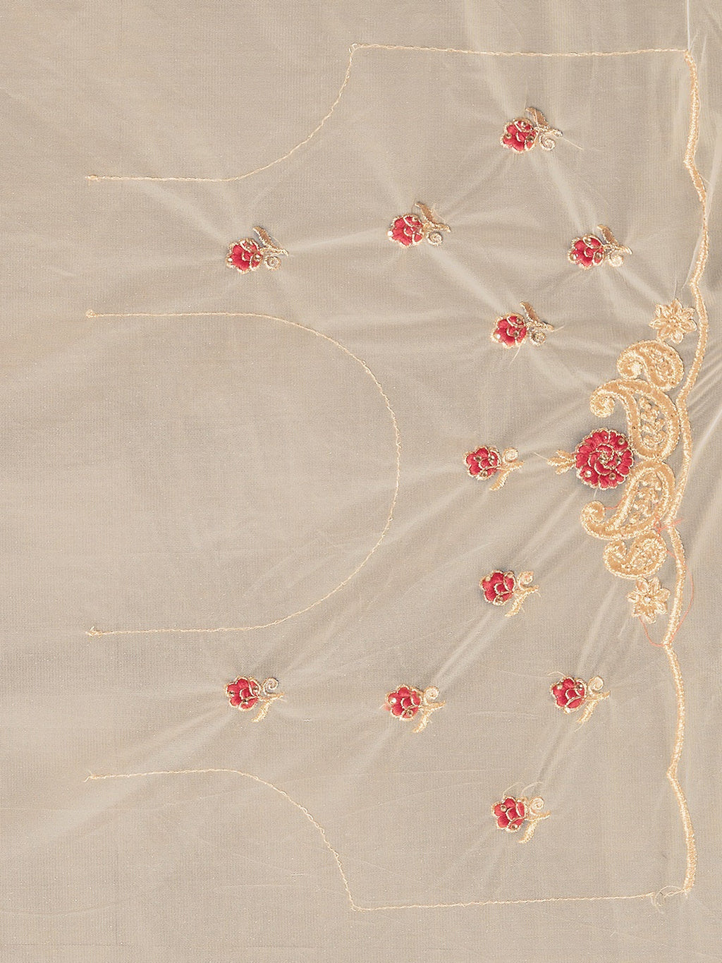 Tikhi Imli Off-White & Gold-Coloured Net Embroidered Saree - Distacart