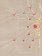 Tikhi Imli Off-White & Gold-Coloured Net Embroidered Saree - Distacart