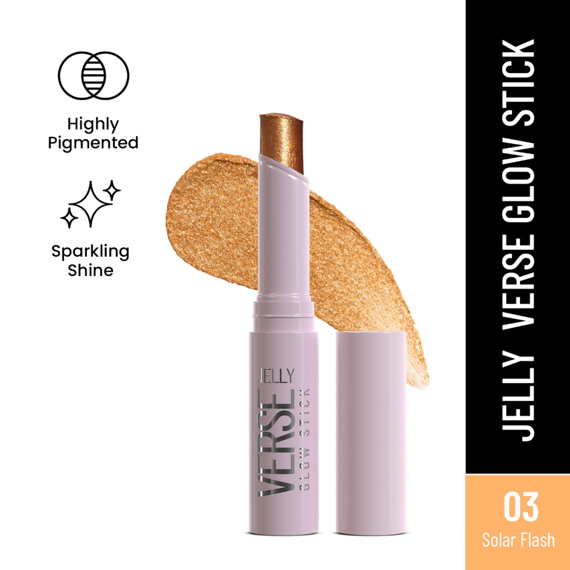 Swiss Beauty Jelly Verse Glow Eyeshadow Stick , Rich Color Payoff, Crease-Proof - Solar Flash