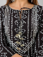 HERE&NOW Black Bandhani Printed Gotta Patti Kurta with Sharara - Distacart