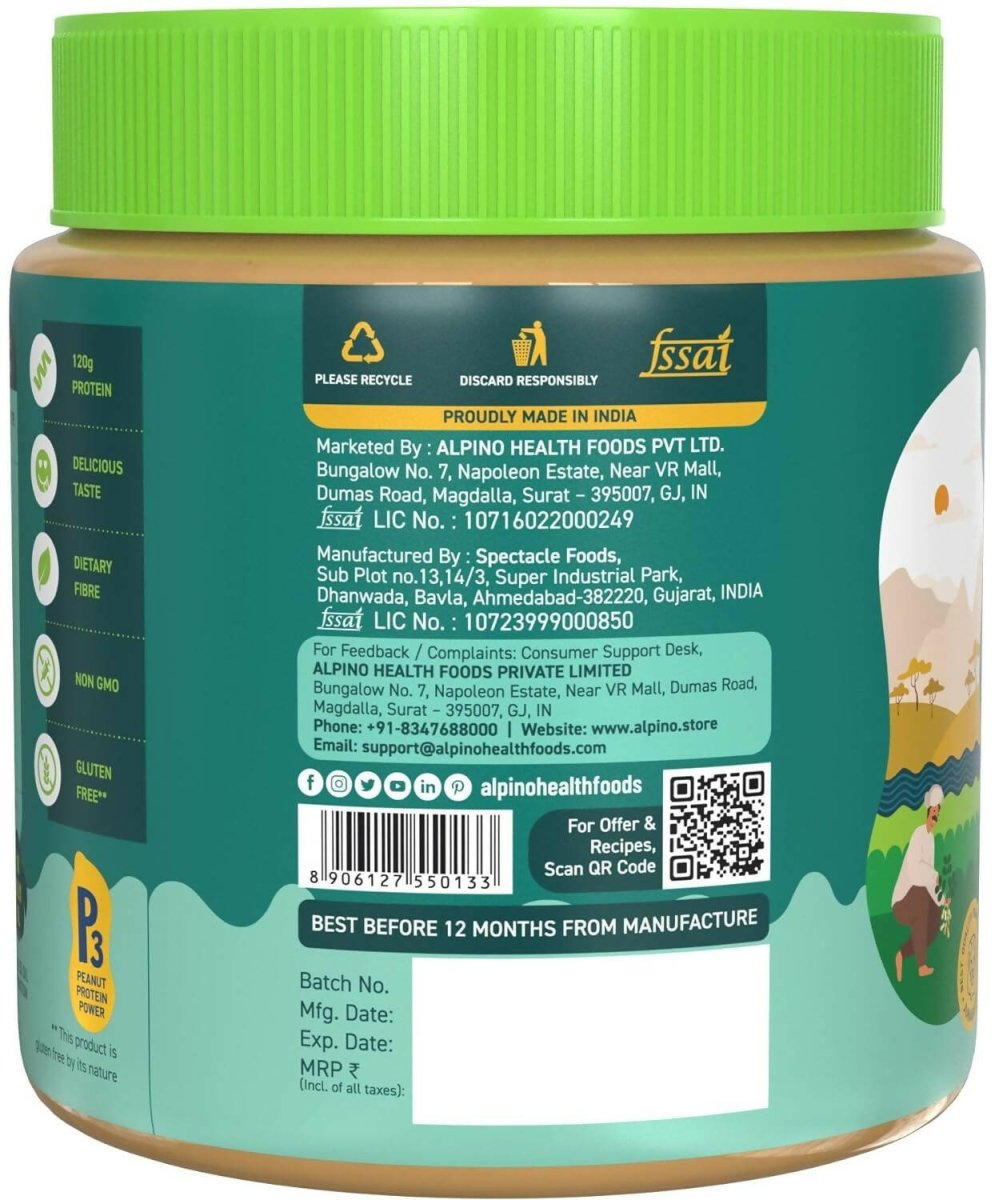 Alpino Organic Natural Peanut Butter Smooth - Distacart