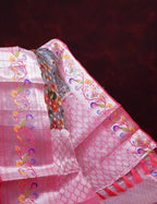 Grey And Baby Pink Colour Banaras Borders And Creeper Design Semi Silk Saree By Gayathri Reddy Designer Studio