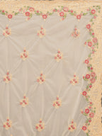 Tikhi Imli Off-White & Gold-Coloured Net Embroidered Saree - Distacart