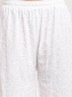 TAG 7 Pack Of 2 Women White Embroidered Palazzos