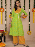Aks Bandhani Printed Gotta Patti Pure Cotton Angrakha Kurta With Palazzos