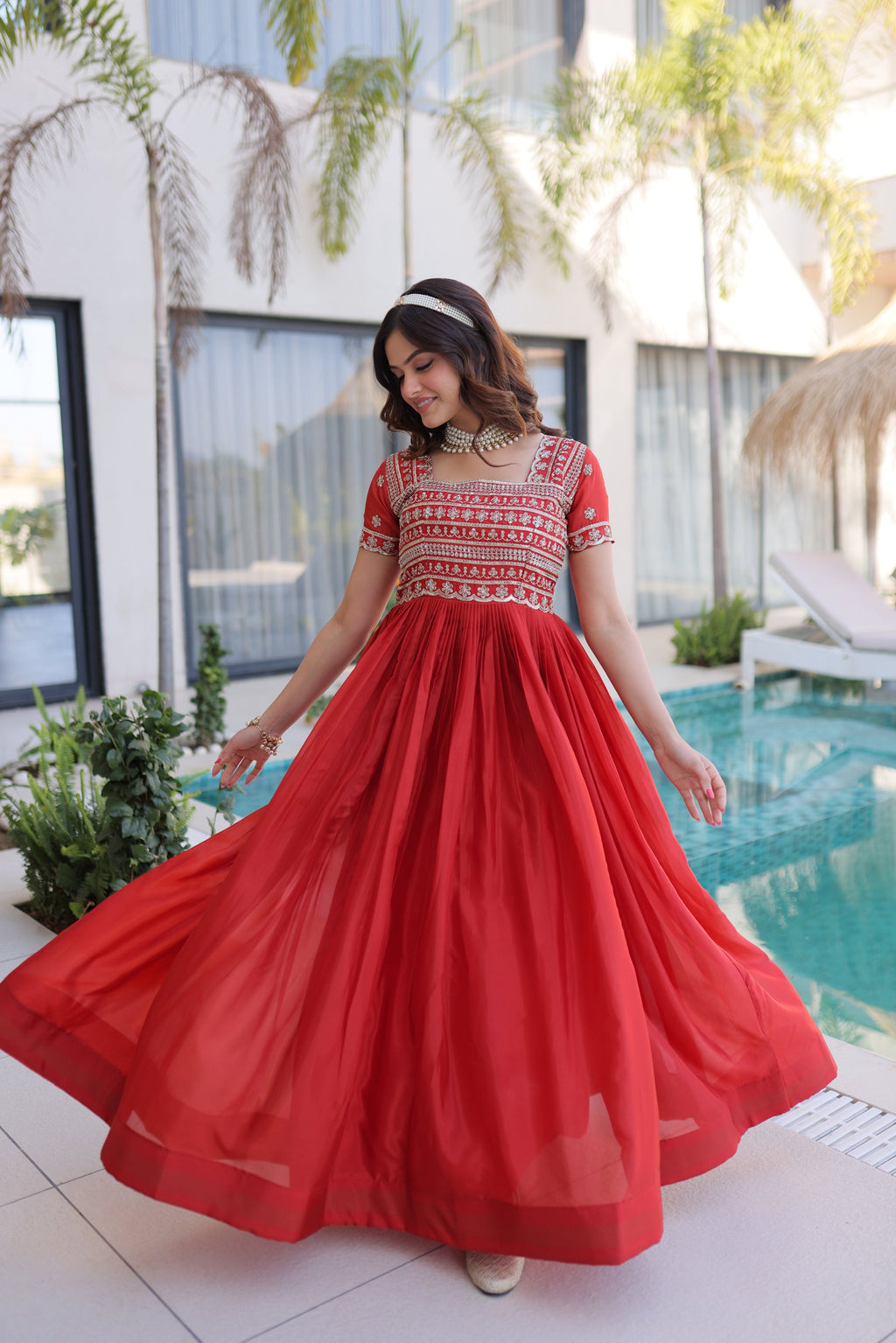 Lorenvalley Fashion Fenta H O Silk with Sequins & Zari with Pipe Beads Embroidered work Gown - Distacart